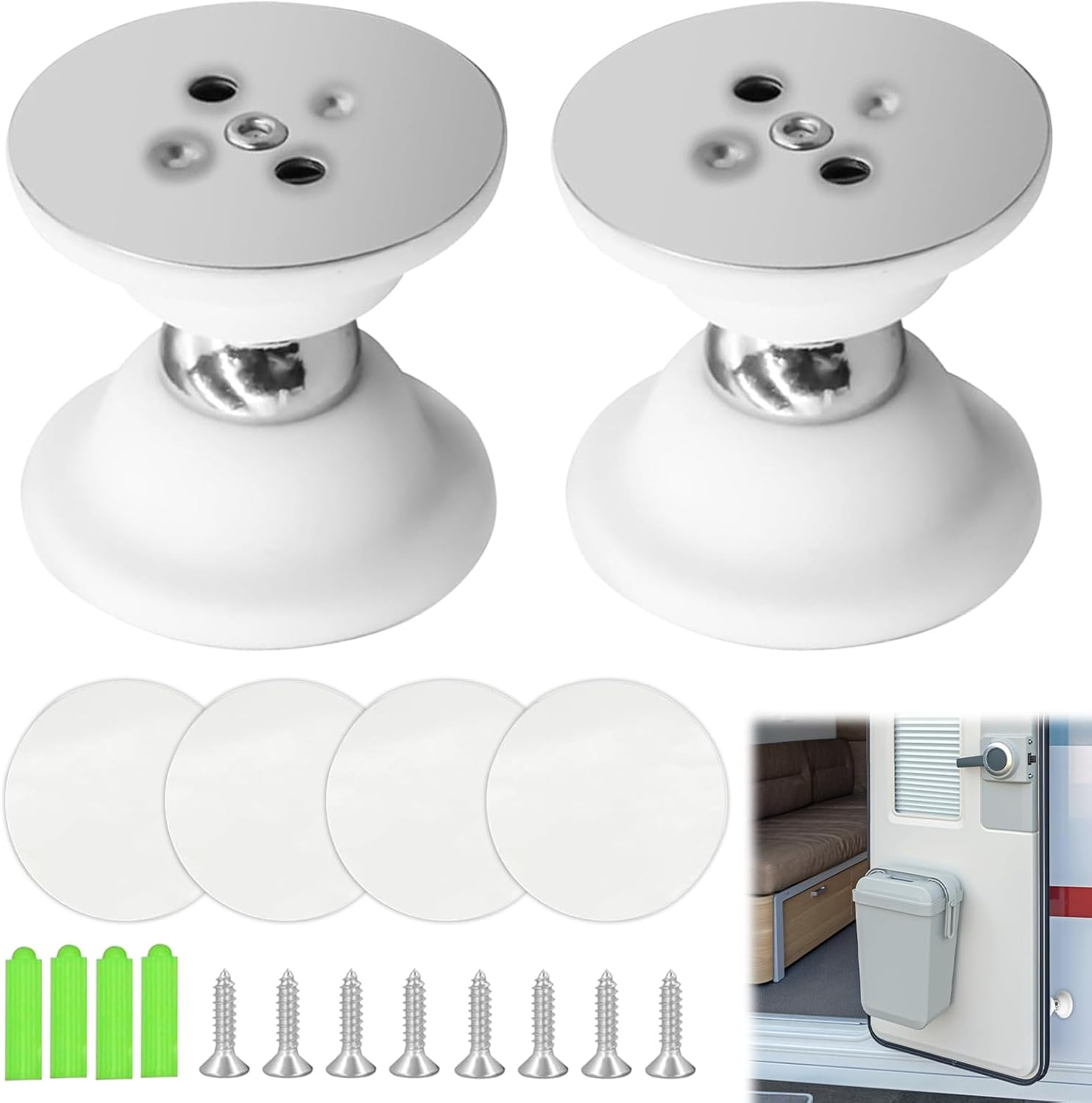 Magnetic Door Stop, 2 PCS with Catch 3m Self Adhesive/Conceal Screws