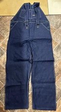 VINTAGE OSHKOSH ‘Dark Blue’ BIB DENIM JEAN OVERALLS SIZE 40W X 30L Vestbak NOS