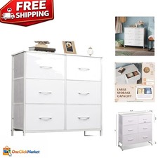 Compact 6 Drawer Storage Dresser for Bedroom, Living Room  Dorm, Easy Assembly