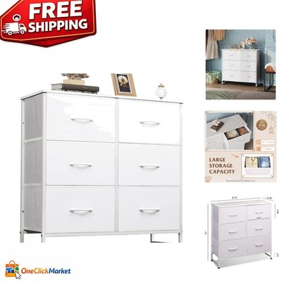 Compact 6 Drawer Storage Dresser for Bedroom, Living Room & Dorm, Easy Assembly