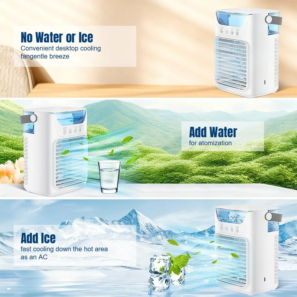 Humidifier Portable Air Cooler Fan LED Mini AC Air Conditioner Personal Cooling - image 4 of 4