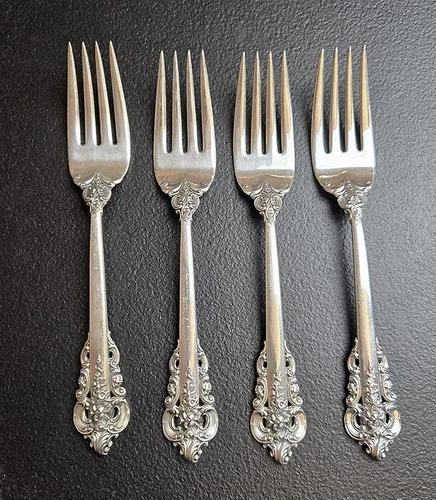 Wallace Grande Baroque Sterling Silver 4 Salad Forks 6 5/8" [Price Decrease]
