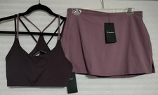 Fabletics PureLuxe Skort Sports Bra Set Mauve Plum Size Medium NWT
