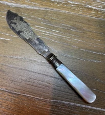 Vintage / Antique Fruit Knife Engraved EPNS Blade Sterling Silver Band Sheffield