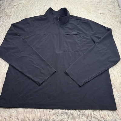 Eddie Bauer Men's XL Black Mock Neck 1/2 Zip Flexion Lightweight Shirt Hiking