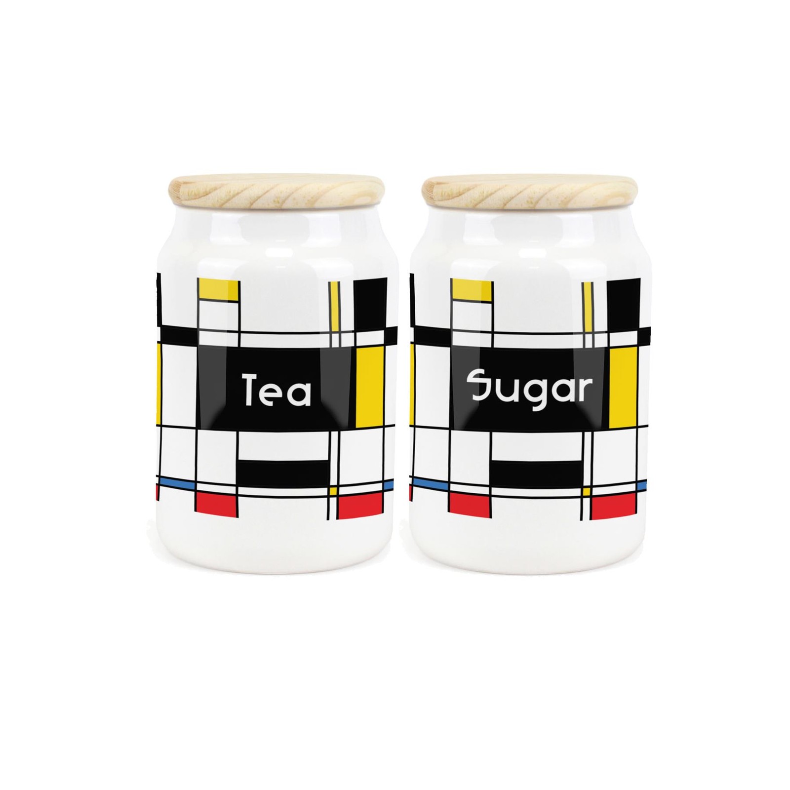 Ceramic Tapered Art Deco Canisters - Retro Tea & Sugar Containers