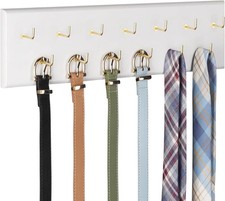 Belt Hanger Wall Mount Belt Organizer for Closet Holds Over 28 Belts Wooden W...