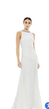 Ieena for Mac Duggal Women’s Size 10 White Beaded Sleeveless Maxi Gown Dress