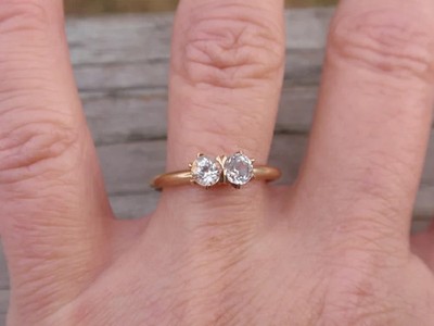 Antique 0.50 Ct Moissanite Claw Set Two Stone Engagement Ring 10K Yellow Gold