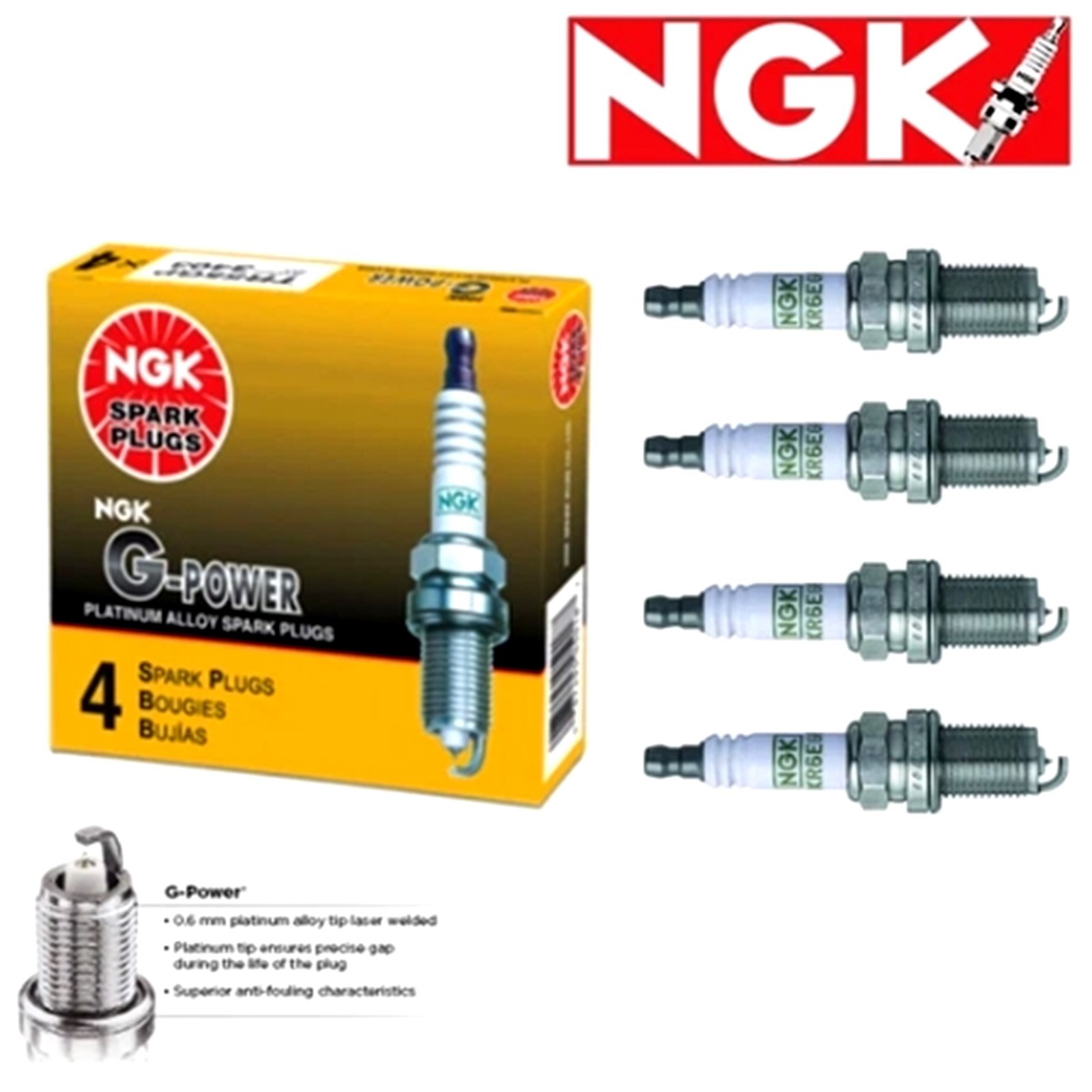 4 pcs NGK Platinum Plug Spark Plugs 2010-2011 for Kia Soul 2.0L L4 Kit Set Tune