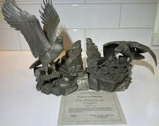 Franklin Mint American Eagle Matched Pair of Pewter Sculptures Franklin Mint