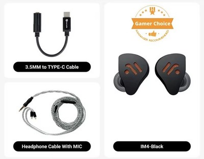 Hifi Kabelgebundene Kopfhörer Dynamische Treiber IEM Kopfhörer Musik Gaming Ohrhörer Schwarz