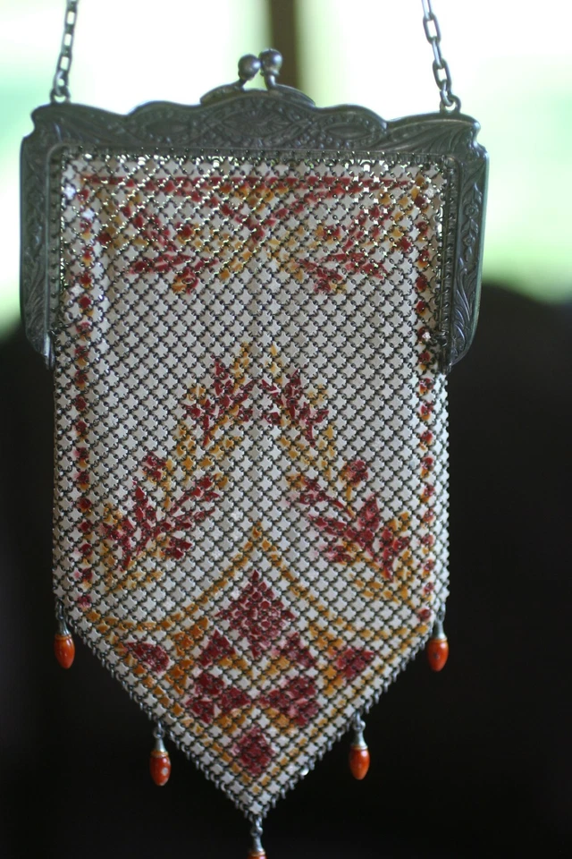 古董 *:Mandalian MFG Co. 搪瓷网状金属翻盖钱包:* 秋色 L@@K! — 第 3/4 张图片