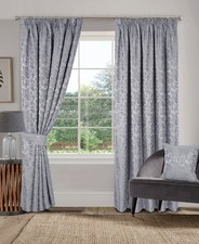 Sundour Buckingham Jacquard Fully Lined 3" Pencil Pleat Curtains Pair Grey