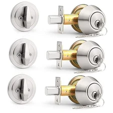  () Keyed Alike (Combo Packs) Single Cylinder Deadbolts 3 Pack Brushed Nickel