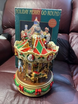 Vintage Maisto Holiday Merry Go Round Carousel Musical Animated Christmas Decor