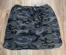 Sundry Camo Mini Skirt Stretch Pull On w/Drawstring Made in USA Size Large (3)