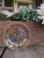 Vintage Wheaton Carnival Glass Iridescent Amber Apollo 17 Commemorative Plate
