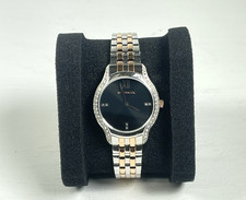 WN4118 Wittnauer Diamond Accent Two Tone Black Dial Watch 8 Band Free Shipping