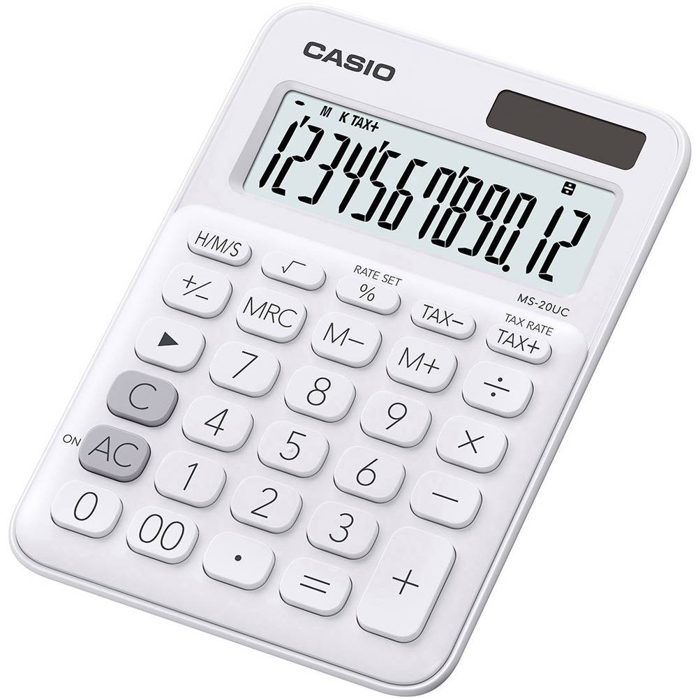 Calculatrice Casio MS-20UC solaire et pile avec touches de calcul de taxes