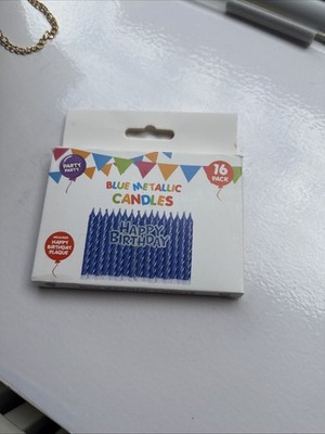 blaue metallische Kerzen 16er Pack Kerzen Geburtstag Party 