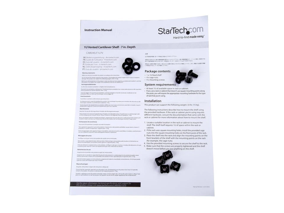 StarTech.com CABSHELF1U7V 1U Rack Shelf - 7 in Deep - Heavy-duty Steel - Vented - Image 4 of 4