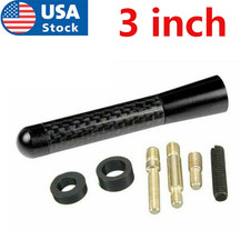 Universal Car Antenna Carbon Fiber Radio Fm 3inches Antena Black Kit Screw