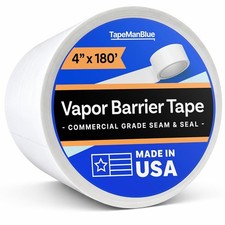 Vapor Barrier Tape - 4 inch x 180' Roll, Made in USA, White Polyethylene Tape fo