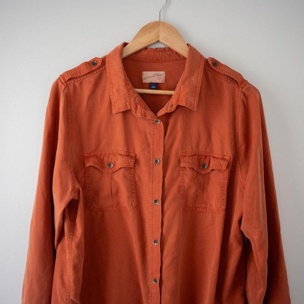 Universal Thread Orange Button Down Size Large - image 2