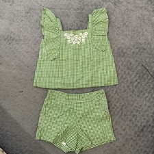 JANIE AND JACK SUMMER gingham green shirt and shorts 2t