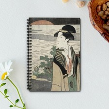 Japanese Ukiyo-e Art Spiral Notebook - Young Woman at Sunrise Ruled Journal