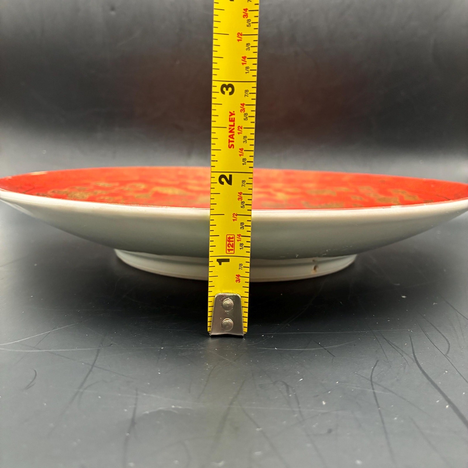 Vintage Japanese Red & Gold Crane Decorative Plate Signed Kutani-Style 9.5 Inch