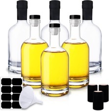 12 oz Clear Glass Bottles with Cork, 6 Pack 375 ml Liquor Bottles with T-Shaped