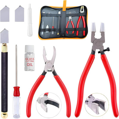 Glass Cutting Tool Set Kit, Glass Nipper,Glass Running Plier, Breaking Plier, Oi