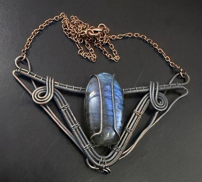 Fiery Labradorite Gemstone Jewelry Copper Friend Gift Chain Necklace Gift