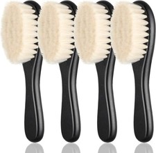 4 Pieces Barber Fade Brush Set with Natural Fiber Wooden Handle - Beard