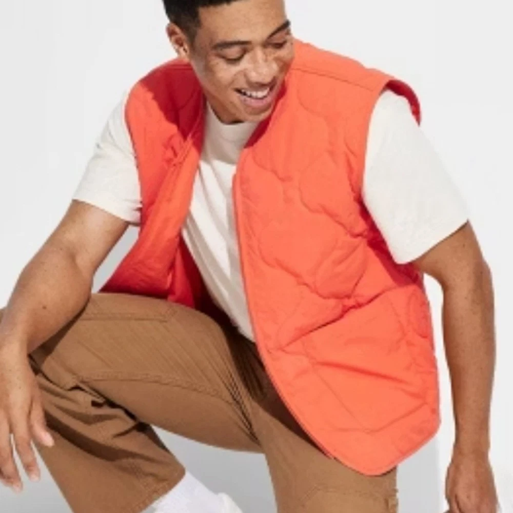 Original Use Men's Fire Orange Regular Fit Quilted Vest Size Small NWT