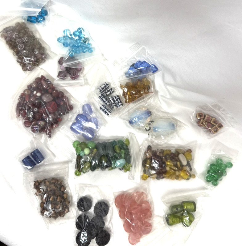 1 lb. Assorted Glass Bead Lot Mixed Colors Shapes Jewelry Making Supplies