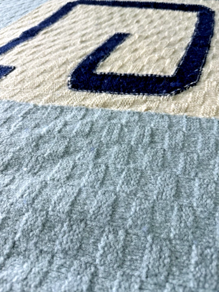 Manta de Lana Geométrica De Colección Talla Queen Boho Decoración Azul Beige Grande 90 X 90 pulgadas Foto 2 de 4