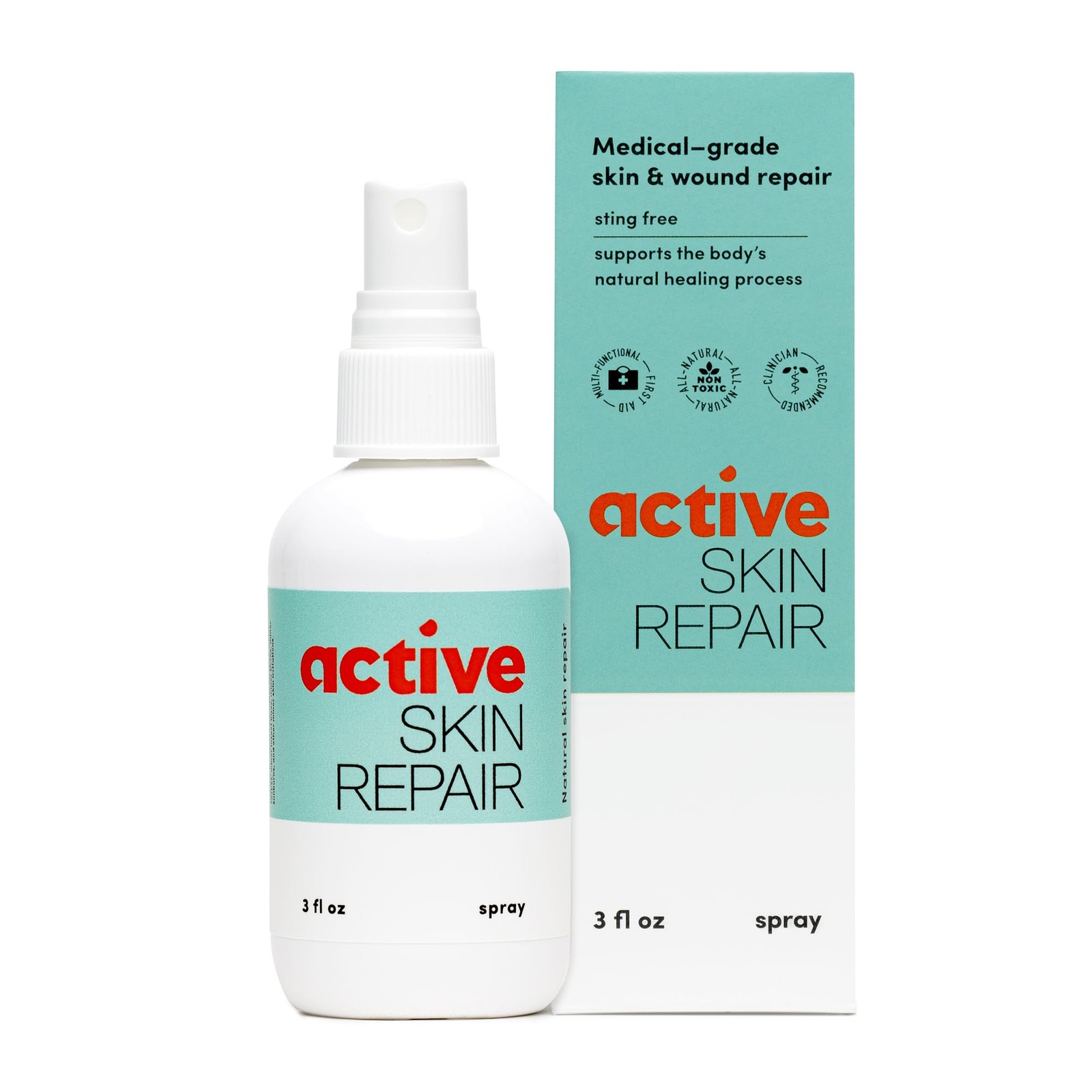 Active Skin Repair First Aid Healing Skin Spray - Natural & Non-Toxic with Hy...