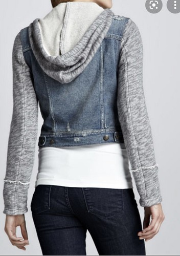 Denim and Knit Hoodie Jacket size 