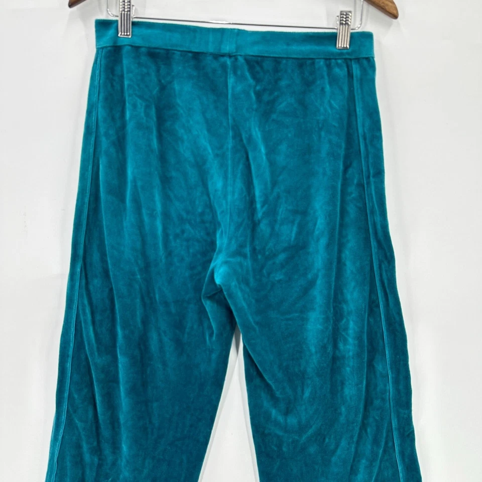 Pantalones Joan Vass para mujer de terciopelo recto pierna ancha cintura elástica verde L Foto 4 de 4