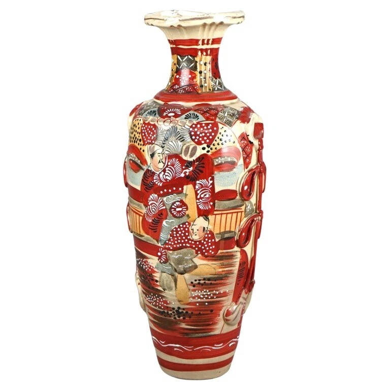 陶瓷红色1900-1940 年日本花瓶| eBay