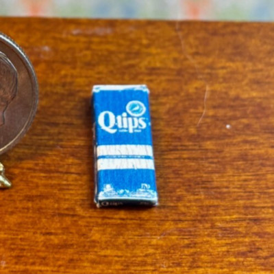 Dollhouse Miniature Q-Tips Box- Handcrafted
