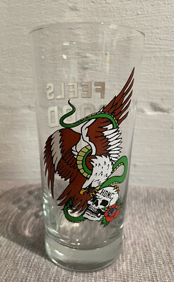 Vintage HDMC TM Highball Glass Skull Eagle Design Harley Feels Good To Be Bad