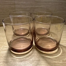 4 VTG Libbey Low Ball Whiskey Or Juice Glasses 8 oz.  PINK Barware Bar Cranberry