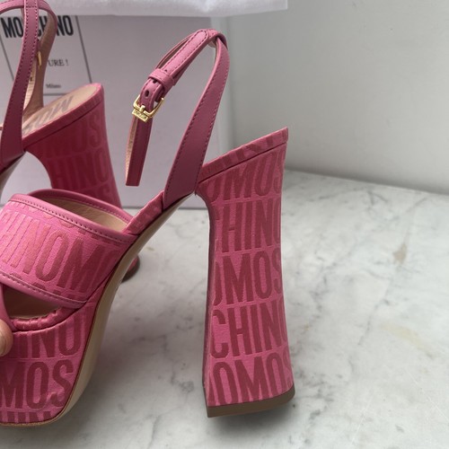 Scarpe Moschino Couture tacco zeppa rosa logo scarpe monogramma tacco alto prezzo consigliato £ 740 - Foto 8 di 17