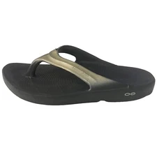 OOFOS OOlala Luxe Recovery Flip Flop Thong Sandal Gold Women’s Size 11