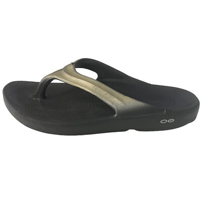 OOFOS OOlala Luxe Recovery Flip Flop Thong Sandal Gold Women’s Size 11 
