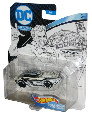 DC Comics Character Cars (2017) Hot Wheels Sketched The Joker GT Toy Car 4/5